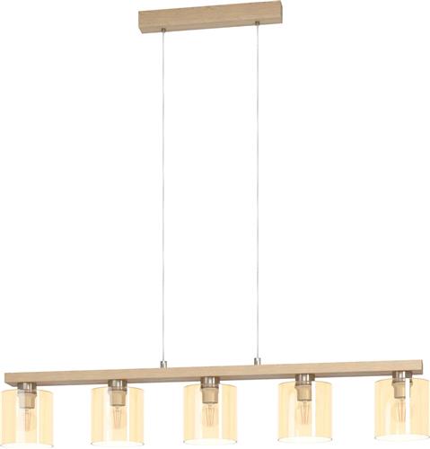 EGLO Castralvo Hanglamp - 5 lichts - E27 - glas - Bruin, grijs