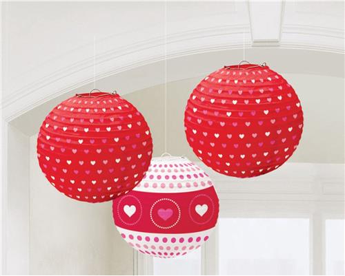 Amscan - Lampionnen set liefde (3 stuks) - Lampion sint maarten - lampionnen - Sint maarten optocht - lampionnen papier