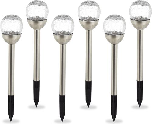 Relaxdays Solar tuinverlichting zonne energie - solarlampen - padverlichting - 6 stuks