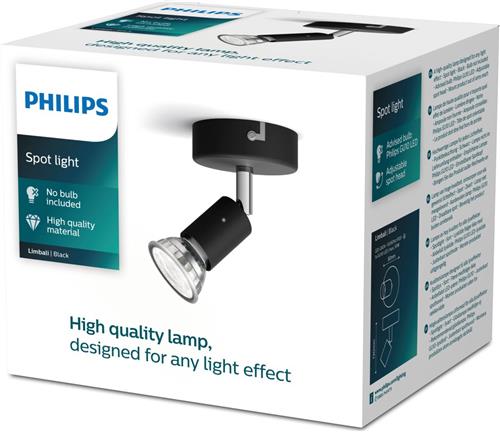 Philips Limbali opbouwspot - 1-lichts - zwart