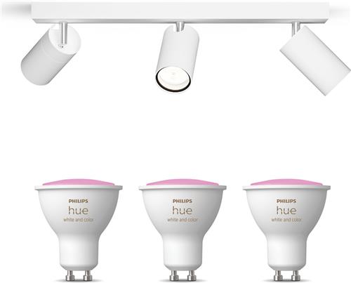 Philips Hue Idris Opbouwspot voor Badkamer (Wit) - Badkamerlamp - Wit en Gekleurd Licht - Plafondspot met 3 Lichtpunten - GU10 - Hue White and Color Ambiance