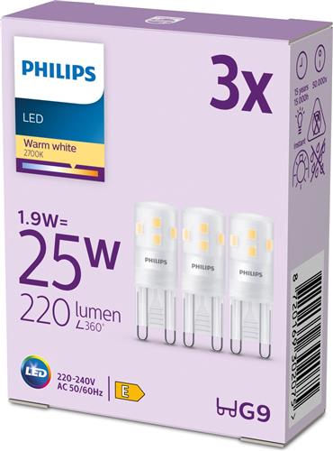 Philips LED Capsule - 25 W - G9 - Warmwit licht - 3 stuks