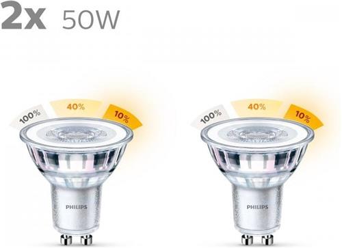 Philips LED lamp GU10 - 50W 355Lm -reflector sceneswitch 3standen - doos met 2 stuks