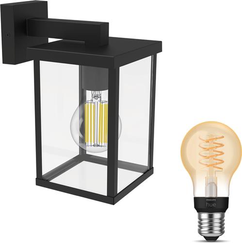 Philips Hue Bellini Wandlamp voor Buiten Neerwaarts (Zwart) - Buitenlamp - E27 - Warmwit Licht - Hue White Filament
