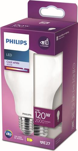 Philips Classic LEDbulb E27 Peer Mat 13W 2000lm - 840 Koel Wit | Vervangt 120W