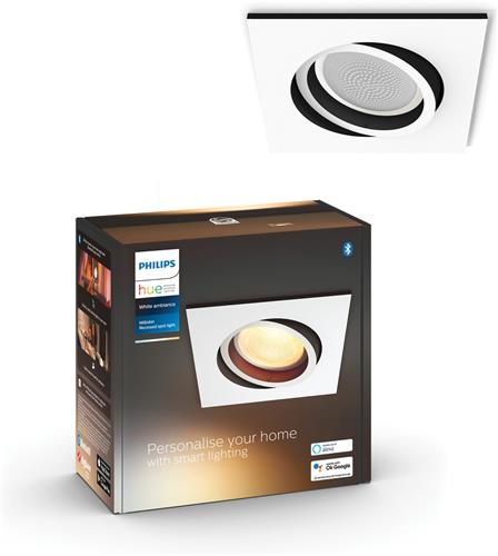 Philips Hue Milliskin recessed Inbouwspot uitbreiding - White Ambiance - GU10 - Wit - 5W - Vierkant - Bluetooth
