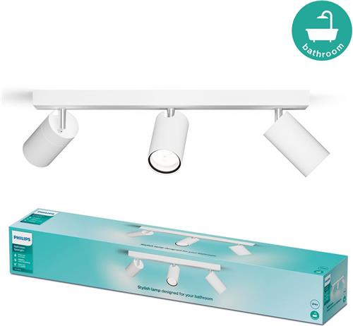 Philips Plafondspot 3 Lichts Badkamer Wit - IDRIS