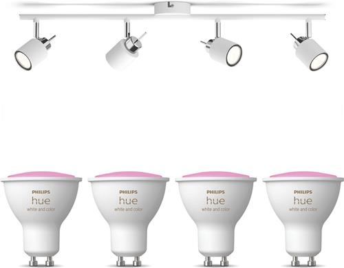 Philips Hue Meranti Opbouwspot (Wit) - Wit en Gekleurd Licht - Plafondspot met 4 Lichtpunten - GU10 - Hue White and Color Ambiance