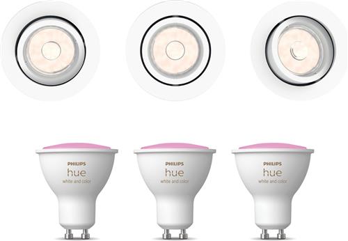 Philips Hue Donegal Set van 3 Inbouwspots (Wit) - Rond - GU10 - Wit en Gekleurd Licht - Hue White and Color Ambiance