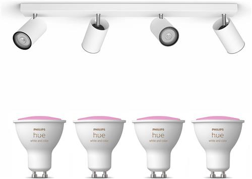 Philips Hue Kosipo Opbouwspot (Wit) - Wit en Gekleurd Licht - Plafondspot met 4 Lichtpunten - GU10 - Hue White and Color Ambiance