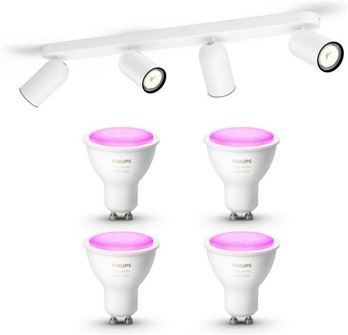 Philips Hue Pongee Opbouwspot (Wit) - Wit en Gekleurd Licht - Plafondspot met 4 Lichtpunten - GU10 - Hue White and Color Ambiance