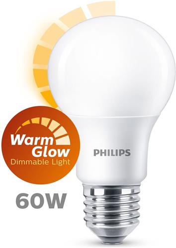 Philips LED Lamp Mat 60W E27 Dimbaar Warm Wit Licht