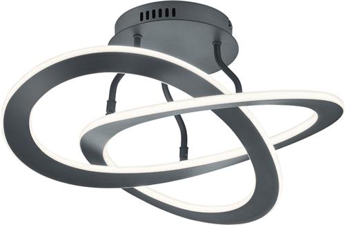 LED Plafondlamp - Plafondverlichting - Trion Oaky - 40W - Warm Wit 3000K - Dimbaar - Rond - Mat Antraciet - Aluminium