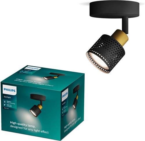 Philips Niall Spot - Wandspot - Zwart met goud design - GU10 LED fitting