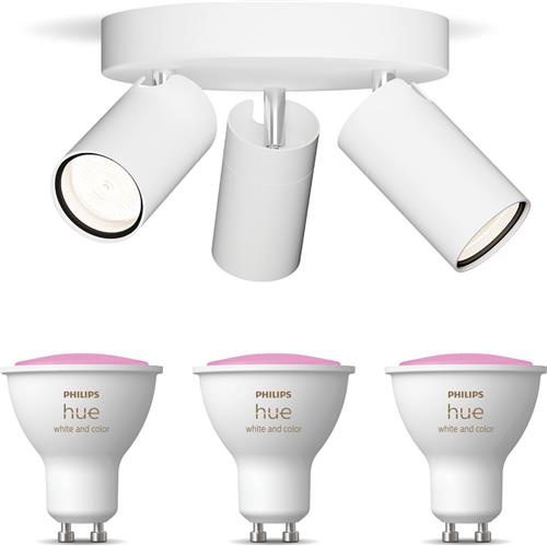 Philips Hue Idris Opbouwspot voor Badkamer (Wit) - Badkamerlamp - Wit en Gekleurd Licht - Plafondspot met 3 Lichtpunten - GU10 - Hue White and Color Ambiance