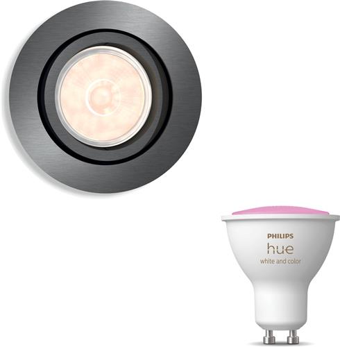 Philips Hue Donegal Inbouwspot (Antraciet) - Rond - GU10 - Wit en Gekleurd Licht - Hue White and Color Ambiance