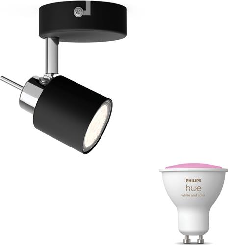 Philips Hue Meranti Opbouwspot (Zwart) - Wit en Gekleurd Licht - Wandspot of Plafondspot met 1 Lichtpunt - GU10 - Hue White and Color Ambiance