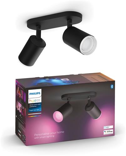Philips Hue Fugato opbouwspot - wit en gekleurd licht - 2-spots - zwart