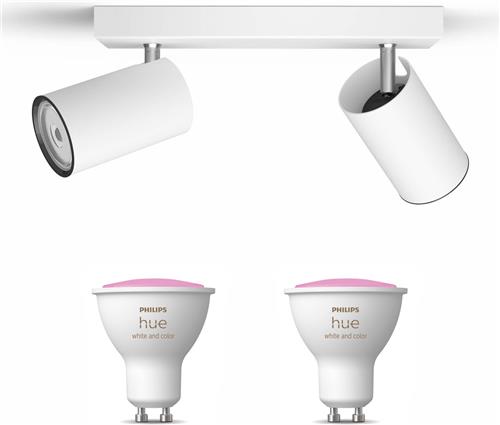 Philips Hue Kosipo Opbouwspot (Wit) - Wit en Gekleurd Licht - Plafondspot met 2 Lichtpunten - GU10 - Hue White and Color Ambiance