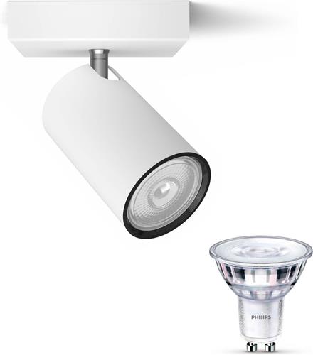 Philips Kosipo Opbouwspot (Wit) - Warmwit Licht - Wandspot of Plafondspot met 1 Lichtpunt - GU10 - SceneSwitch - Eenvoudig Dimbaar met Je Klassieke Schakelaar