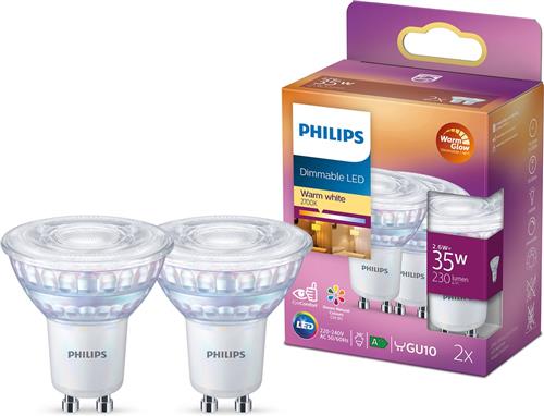 Philips energiezuinige LED Spot - 35 W - GU10 - Dimbaar warmwit licht - 2 stuks - Bespaar op energiekosten