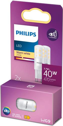 Energiezuinige Philips LED Capsule Transparant - 40 W - G9 - warmwit licht - 2 stuks - Bespaar op energiekosten