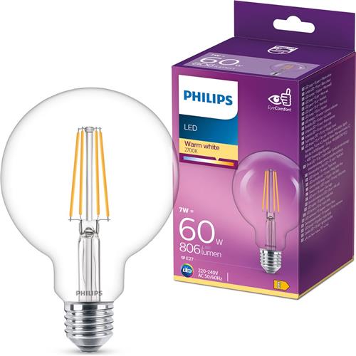 Philips LED Filament E27 - 7W (60W) - Warm Wit Licht - Niet Dimbaar