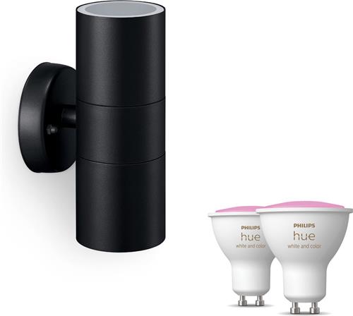 Philips Hue Kylis Wandlamp voor Buiten Up & Down (Zwart) - Buitenlamp - GU10 - Wit en Gekleurd Licht - Hue White and Color Ambiance