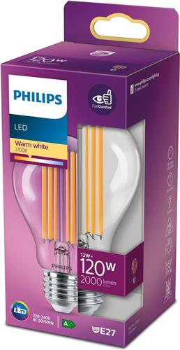 Philips Classic LEDbulb E27 Peer Filament Helder 13W 2000lm - 827 Zeer Warm Wit | Vervangt 120W