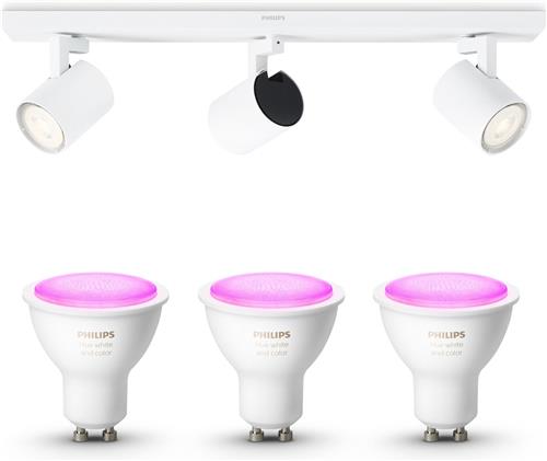 Philips Hue Runner Opbouwspot (Wit) - Wit en Gekleurd Licht - Plafondspot met 3 Lichtpunten - GU10 - Hue White and Color Ambiance