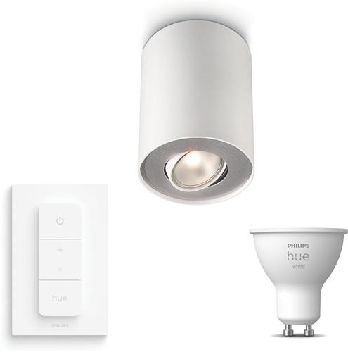 Philips Hue Pillar Opbouwspot (Wit) - Warmwit Licht - Incl. Hue Dimmer Switch - Plafondspot met 1 Lichtpunt - GU10 - Hue White