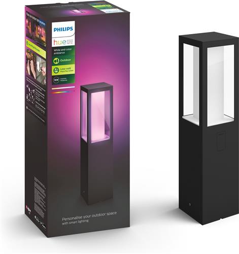 Philips Hue Impress sokkellamp - wit en gekleurd licht - zwart - laag - laagspanning - uitbreiding