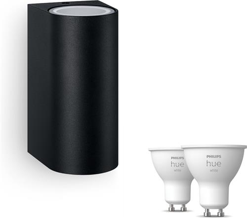Philips Hue Nightingale Wandlamp voor Buiten Up & Down (Zwart) - Buitenlamp - GU10 - Warmwit Licht - Incl. Hue Dimmer Switch - Hue White