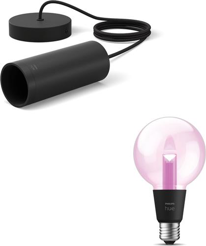 Philips Hue Lightguide Hanglamp (Zwart) - E27 - Wit en Gekleurd Licht - Incl. 1 Hue Lightguide Globe Lamp Klein (G95) - Hue White and Color Ambiance