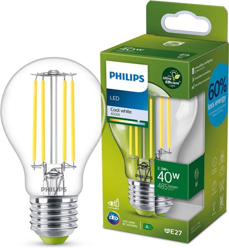 Philips Ultra Efficient LED lamp Transparant - 75 W - E27 - Koelwit licht