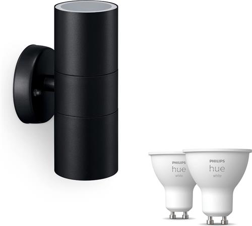 Philips Hue Kylis Wandlamp voor Buiten Up & Down (Zwart) - Buitenlamp - GU10 - Warmwit Licht - Incl. Hue Dimmer Switch - Hue White