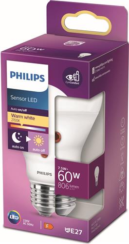 Philips Sensor LED Lamp 60W E27 Warm Wit