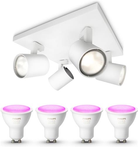 Philips Hue Runner Opbouwspot (Wit) - Wit en Gekleurd Licht - Plafondspot met 4 Lichtpunten - GU10 - Hue White and Color Ambiance