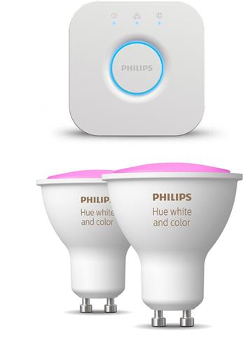 Philips Hue Starterspakket - GU10 - met 4 Spotjes - Wit en Gekleurd Licht - Incl. 1 Hue Bridge - Hue White and Color Ambiance