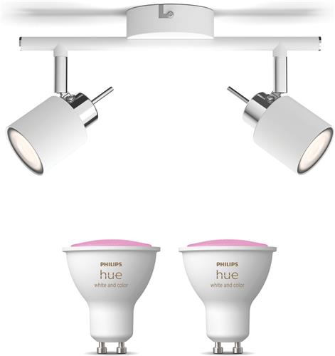 Philips Hue Meranti Opbouwspot (Wit) - Wit en Gekleurd Licht - Plafondspot met 2 Lichtpunten - GU10 - Hue White and Color Ambiance