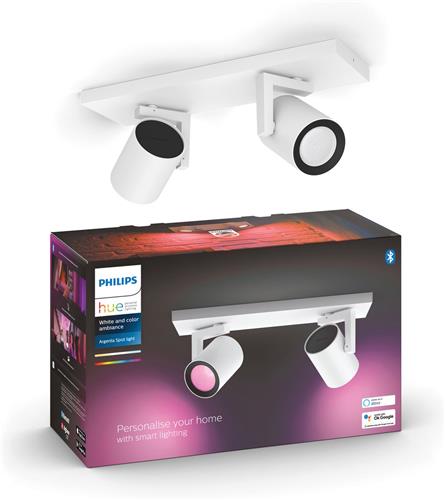 Philips Hue Argenta Opbouwspot - White and Color Ambiance - GU10 - 2 x 5,7W - Wit - Bluetooth