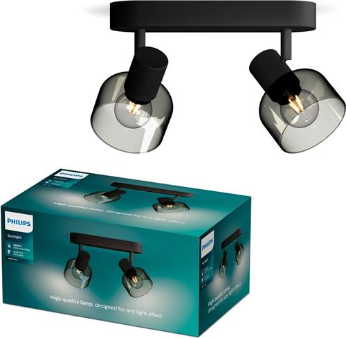 Philips Sleet Spot - Plafondspot met twee lichtpunten - Met gerookt glas - Kleine fitting E14