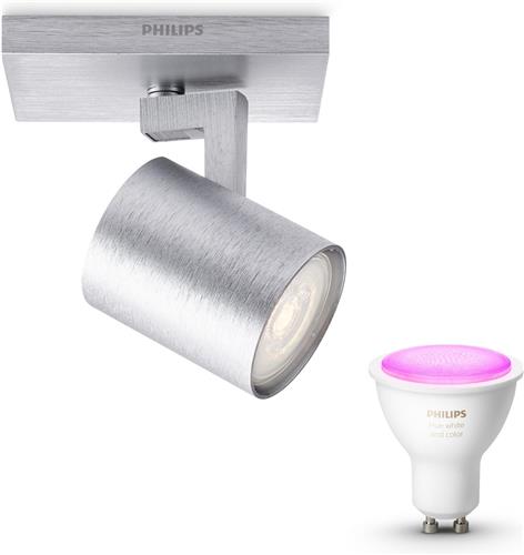 Philips Hue Runner Opbouwspot (Aluminium) - Wit en Gekleurd Licht - Wandspot of Plafondspot met 1 Lichtpunt - GU10 - Hue White and Color Ambiance