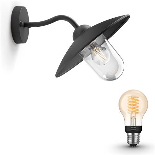 Philips Hue Hammock Wandlamp voor Buiten (Zwart) - Buitenlamp - E27 - Warmwit Licht - Hue White Filament