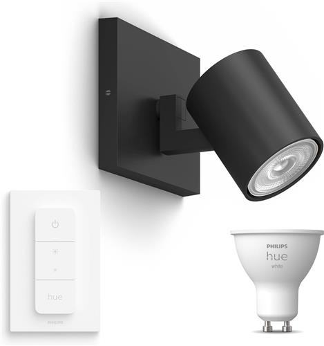 Philips Hue Runner Opbouwspot (Wit) - Warmwit Licht - Incl. Hue Dimmer Switch - Wandspot of Plafondspot met 1 Lichtpunt - GU10 - Hue White