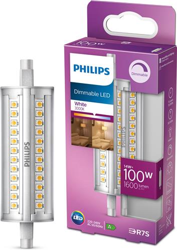 Philips LED Staaflamp Transparant - 100 W - R7S - Dimbaar wit licht