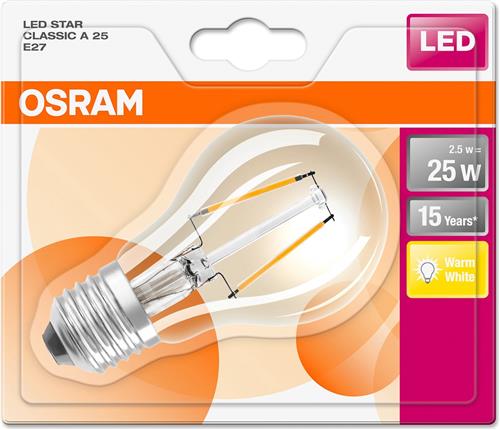 OSRAM 4058075107465 LED-lamp Energielabel A++ (A++ - E) E27 Peer 2.80 W = 25 W Warmwit (Ø x l) 60 mm x 60 mm 1 stuk(s)