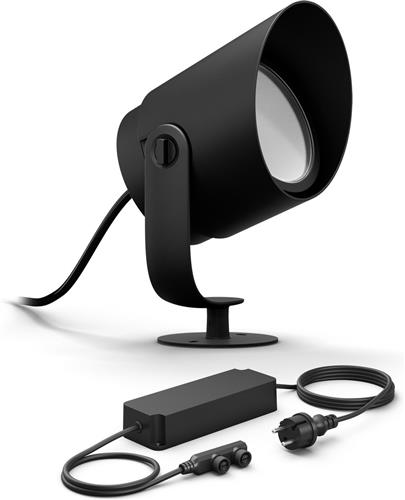 Philips Hue Lily XL Basisset van 1 Tuinspot (Antraciet) - Wit en Gekleurd Licht - Incl. 1 Voedingskabel - Tuinverlichting - Hue White and Color Ambiance