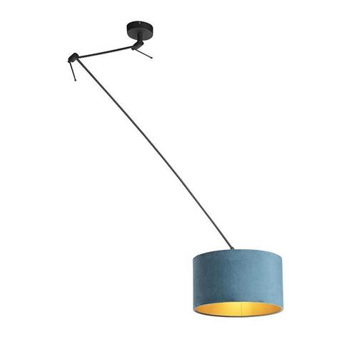 QAZQA blitz - Klassieke Hanglamp met kap - 1 lichts - L 380 mm - Zwart Goud - Woonkamer | Slaapkamer | Keuken