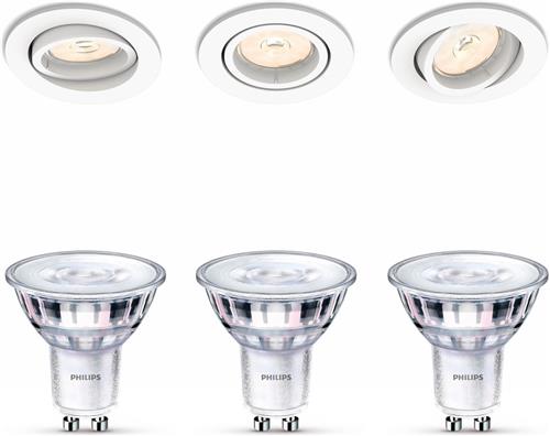 Philips Enneper Set van 3 Inbouwspots (Wit) - Rond - GU10 - Warmwit Licht - SceneSwitch - Eenvoudig Dimbaar met Je Klassieke Schakelaar